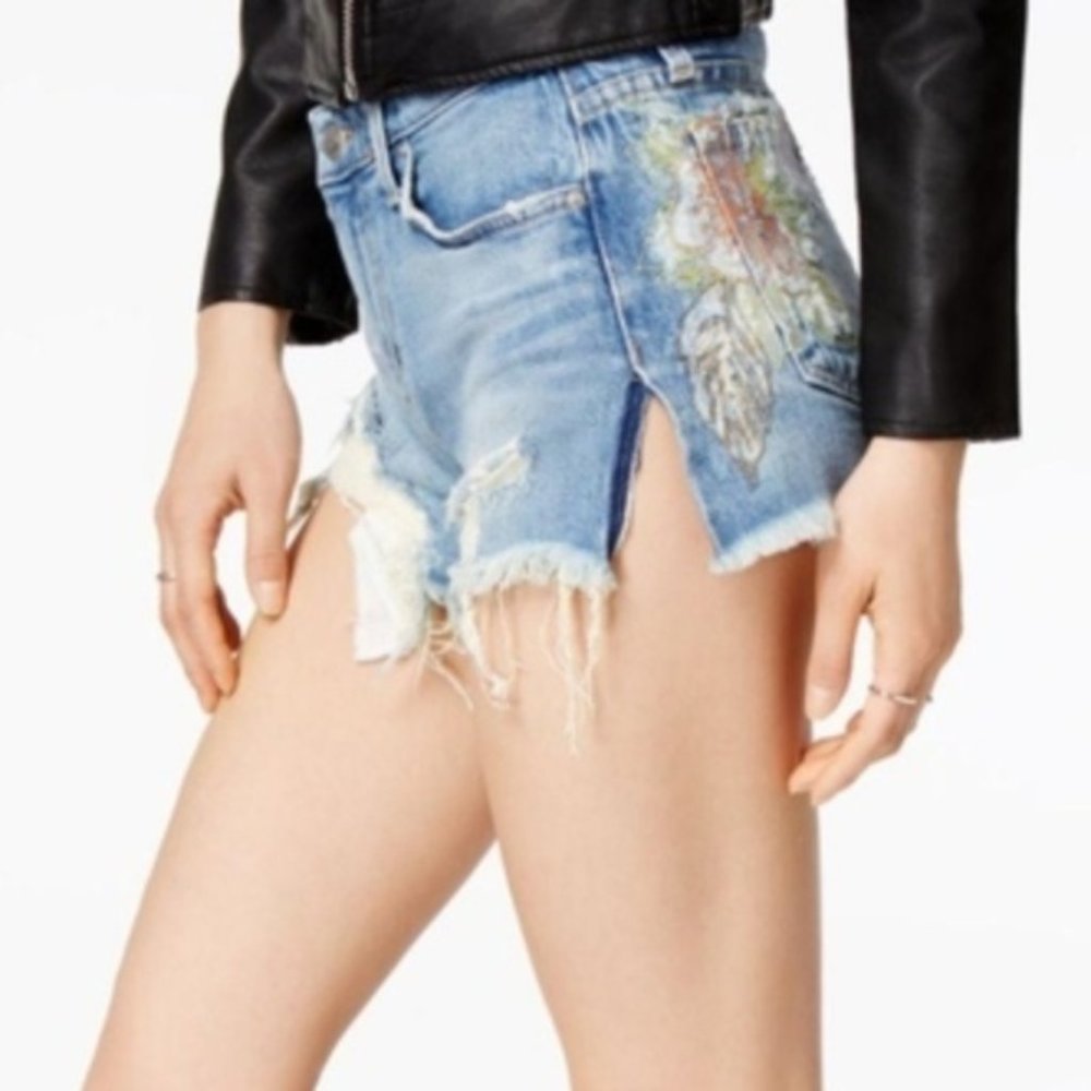 Joe's Jean Distressed Natalya Floral Accent Shorts